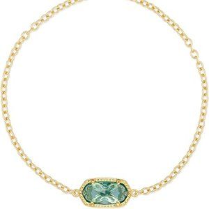 Gold-Plated Charm Bracelet With Adjustable Chain & Synthetic Green Stone